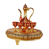 Maxbell Coffee Pot Set with Drinking Cups Tea Serving Set for Party Wedding Decor Aureate Dark Red