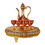 Maxbell Coffee Pot Set with Drinking Cups Tea Serving Set for Party Wedding Decor Aureate Dark Red