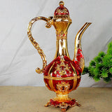 Maxbell Coffee Pot Set with Drinking Cups Tea Serving Set for Party Wedding Decor Aureate Dark Red