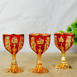 Maxbell Coffee Pot Set with Drinking Cups Tea Serving Set for Party Wedding Decor Aureate Dark Red