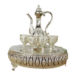 Maxbell Coffee Pot Set with Drinking Cups Tea Serving Set for Party Wedding Decor Argent