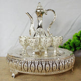 Maxbell Coffee Pot Set with Drinking Cups Tea Serving Set for Party Wedding Decor Argent