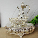 Maxbell Coffee Pot Set with Drinking Cups Tea Serving Set for Party Wedding Decor Argent