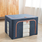 Maxbell Foldaway Quilt Organizer Bin 24L Practical Container for home Navy blue