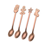 Maxbell 4x Mini Coffee Spoons Stainless Steel Spoon for Cafe Room Dessert Rose Aureate