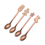 Maxbell 4x Mini Coffee Spoons Stainless Steel Spoon for Cafe Room Dessert Rose Aureate