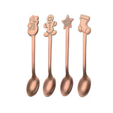 Maxbell 4x Mini Coffee Spoons Stainless Steel Spoon for Cafe Room Dessert Rose Aureate