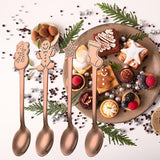 Maxbell 4x Mini Coffee Spoons Stainless Steel Spoon for Cafe Room Dessert Rose Aureate