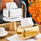 Maxbell Tissue Holder Multipurpose Elegant Rectangular for Dorm Night Stands Vehicle Aureate