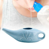 Maxbell 280ml Ceramic Neti Pot Nasal Irrigator Pot for Removes Dust Nose Washing Blue