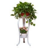 Maxbell Iron Art Flowerpot Shelf Planter Storage Display Stand Height 80cm Round White