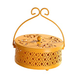 Maxbell Portable Hollow Burner Holder with Handle and Lid for Garden Home Accessory Yellow