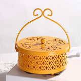 Maxbell Portable Hollow Burner Holder with Handle and Lid for Garden Home Accessory Yellow