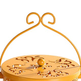 Maxbell Portable Hollow Burner Holder with Handle and Lid for Garden Home Accessory Yellow