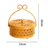 Maxbell Portable Hollow Burner Holder with Handle and Lid for Garden Home Accessory Yellow