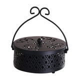 Maxbell Portable Hollow Burner Holder with Handle and Lid for Garden Home Accessory Black