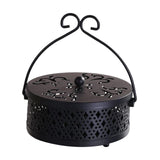 Maxbell Portable Hollow Burner Holder with Handle and Lid for Garden Home Accessory Black