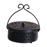 Maxbell Portable Hollow Burner Holder with Handle and Lid for Garden Home Accessory Black
