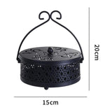 Maxbell Portable Hollow Burner Holder with Handle and Lid for Garden Home Accessory Black