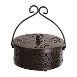 Maxbell Portable Hollow Burner Holder with Handle and Lid for Garden Home Accessory Bronze
