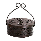 Maxbell Portable Hollow Burner Holder with Handle and Lid for Garden Home Accessory Bronze