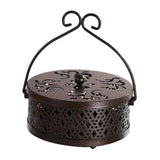 Maxbell Portable Hollow Burner Holder with Handle and Lid for Garden Home Accessory Bronze