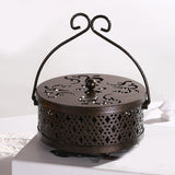 Maxbell Portable Hollow Burner Holder with Handle and Lid for Garden Home Accessory Bronze