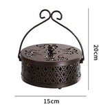 Maxbell Portable Hollow Burner Holder with Handle and Lid for Garden Home Accessory Bronze