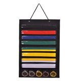 Maxbell Belt Display Dustproof Rack Wall Hanging Felt Adults for eight belts 5 Medals Black