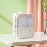 Maxbell Shoe Storage Bag Dual Zipper Foldable Sneakers for Camping Travel Fishing Beige
