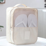 Maxbell Shoe Storage Bag Dual Zipper Foldable Sneakers for Camping Travel Fishing Beige