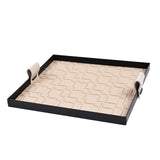 Maxbell Beige Decorative Vanity Tray Catchall Tray Iron Frame NightStand Organizer Square
