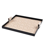 Maxbell Beige Decorative Vanity Tray Catchall Tray Iron Frame NightStand Organizer Square