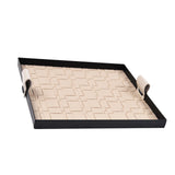 Maxbell Beige Decorative Vanity Tray Catchall Tray Iron Frame NightStand Organizer Square