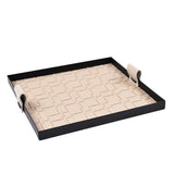 Maxbell Beige Decorative Vanity Tray Catchall Tray Iron Frame NightStand Organizer Square