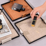 Maxbell Beige Decorative Vanity Tray Catchall Tray Iron Frame NightStand Organizer Square