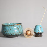Maxbell 4Pcs Japanese Matcha Set Matcha Traditional Japanese Tea Ceremony Blue