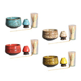 Maxbell 4Pcs Japanese Matcha Set Matcha Traditional Japanese Tea Ceremony Blue