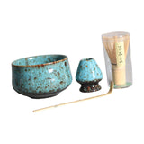 Maxbell 4Pcs Japanese Matcha Set Matcha Traditional Japanese Tea Ceremony Blue