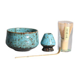 Maxbell 4Pcs Japanese Matcha Set Matcha Traditional Japanese Tea Ceremony Blue