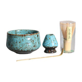 Maxbell 4Pcs Japanese Matcha Set Matcha Traditional Japanese Tea Ceremony Blue