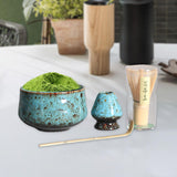 Maxbell 4Pcs Japanese Matcha Set Matcha Traditional Japanese Tea Ceremony Blue