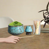 Maxbell 4Pcs Japanese Matcha Set Matcha Traditional Japanese Tea Ceremony Blue