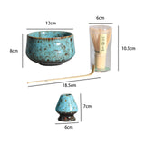 Maxbell 4Pcs Japanese Matcha Set Matcha Traditional Japanese Tea Ceremony Blue