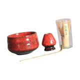 Maxbell 4Pcs Japanese Matcha Set Matcha Traditional Japanese Tea Ceremony Red