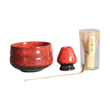 Maxbell 4Pcs Japanese Matcha Set Matcha Traditional Japanese Tea Ceremony Red