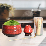 Maxbell 4Pcs Japanese Matcha Set Matcha Traditional Japanese Tea Ceremony Red