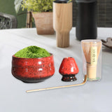 Maxbell 4Pcs Japanese Matcha Set Matcha Traditional Japanese Tea Ceremony Red
