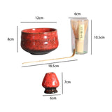 Maxbell 4Pcs Japanese Matcha Set Matcha Traditional Japanese Tea Ceremony Red