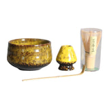 Maxbell 4Pcs Japanese Matcha Set Matcha Traditional Japanese Tea Ceremony Yellow